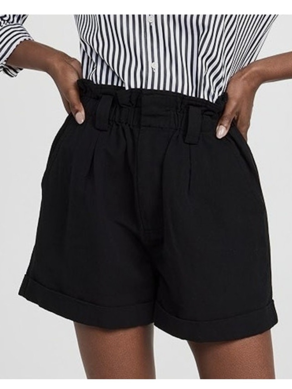 Apiece Apart Black High-Waist Paperbag Shorts linen and organic cotton size xS
